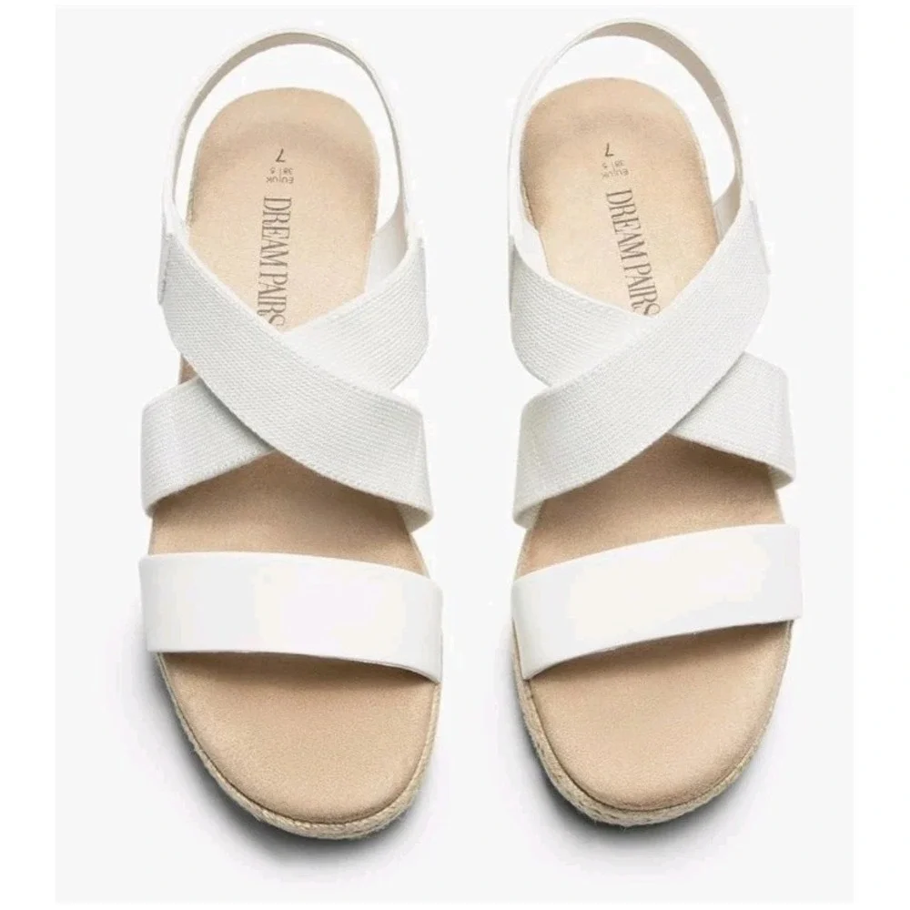 Women Elastic Ankle Strap Espadrilles Wedge Sandals Open Toe Casual Size 8‎